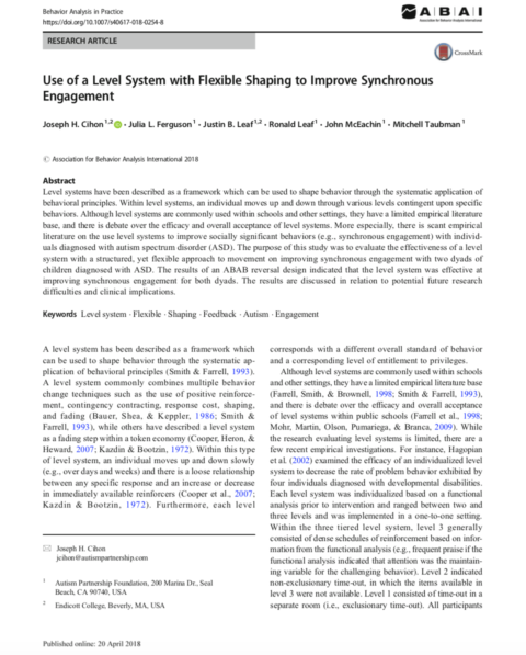 Use of a Level System with Flexible Shaping to Improve Synchronous Engagement